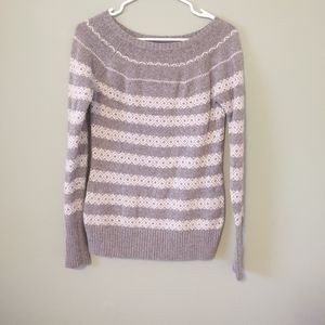 🐿️ Banana Republic Factory Gray White Fair Isle Style Sweater Size S